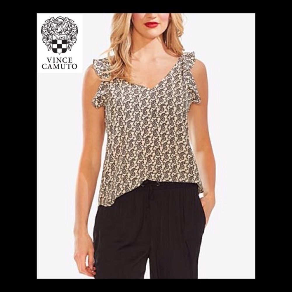 Vince‎ Camuto - Paisley Flutter-Sleeve Top